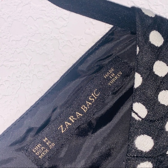 Zara polka dot a-line dress black white mini short capped sleeve - Picture 9 of 14